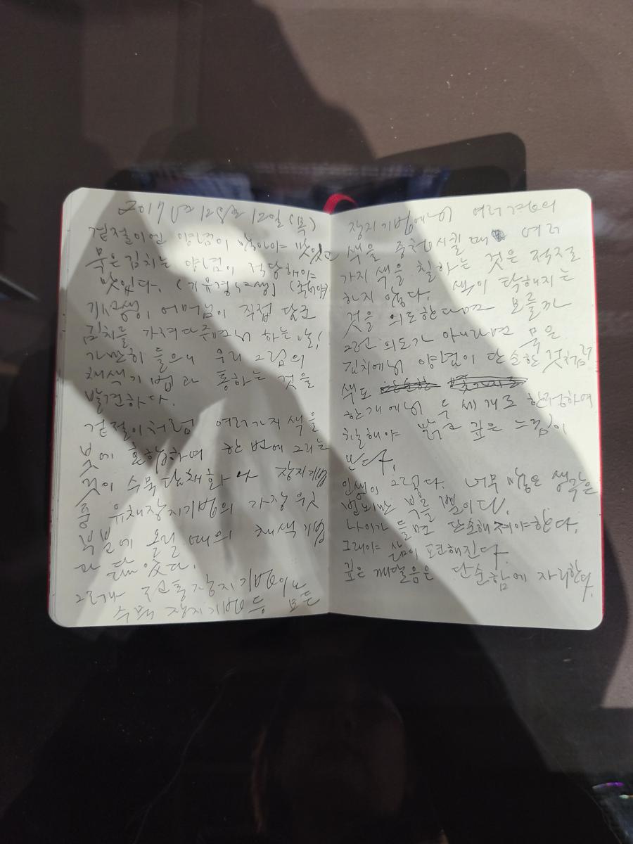 광양 전남도립미술관 전시: 겉절이를 독특하고 흥미로운 시선으로 풀어낸 글귀 (Writings explaining fresh kimchi from a unique and interesting perspective)