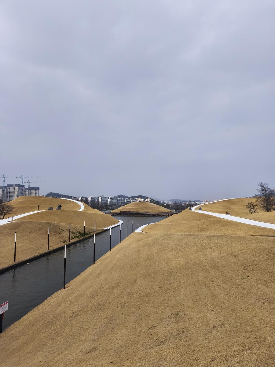 순천만국가정원 봄꽃: 조만간 초록빛으로 물들 동화 속 동산 같은 언덕 (The picturesque hill that will soon turn lush green)